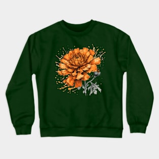 Orange Marigold Flower Painting Crewneck Sweatshirt